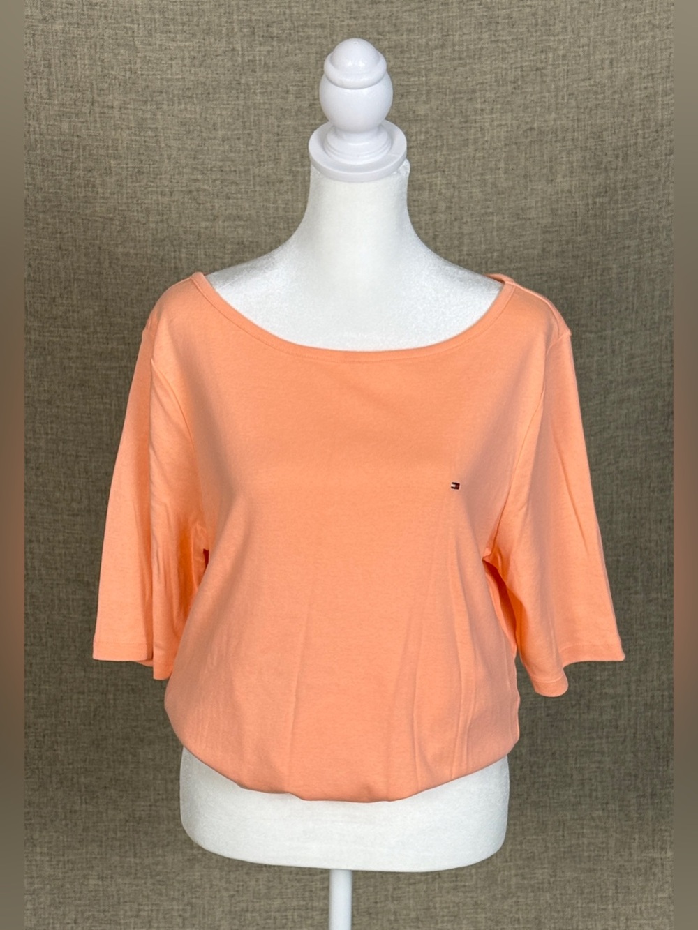 Tommy Hilfiger Peach Short Sleeve Boatneck Top